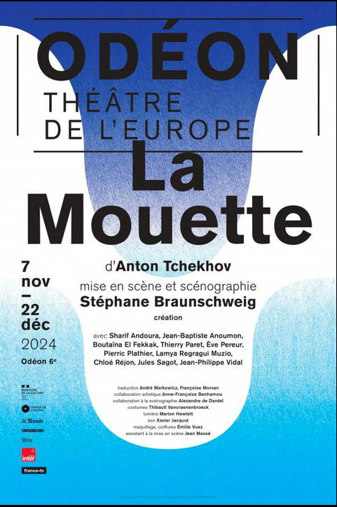 Affiche. Odéon - Théâtre de l|Europe. La Mouette de Anton Tchekhov, mise en scène par Stéphane Braunschweig. 2024-11-07